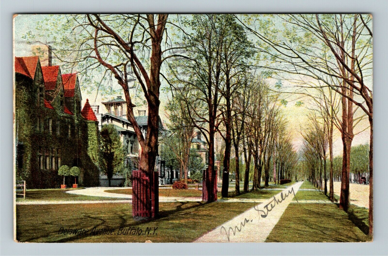 Buffalo NY-New York, Delaware Avenue, Millionaires Row, c1907 Vintage Postcard
