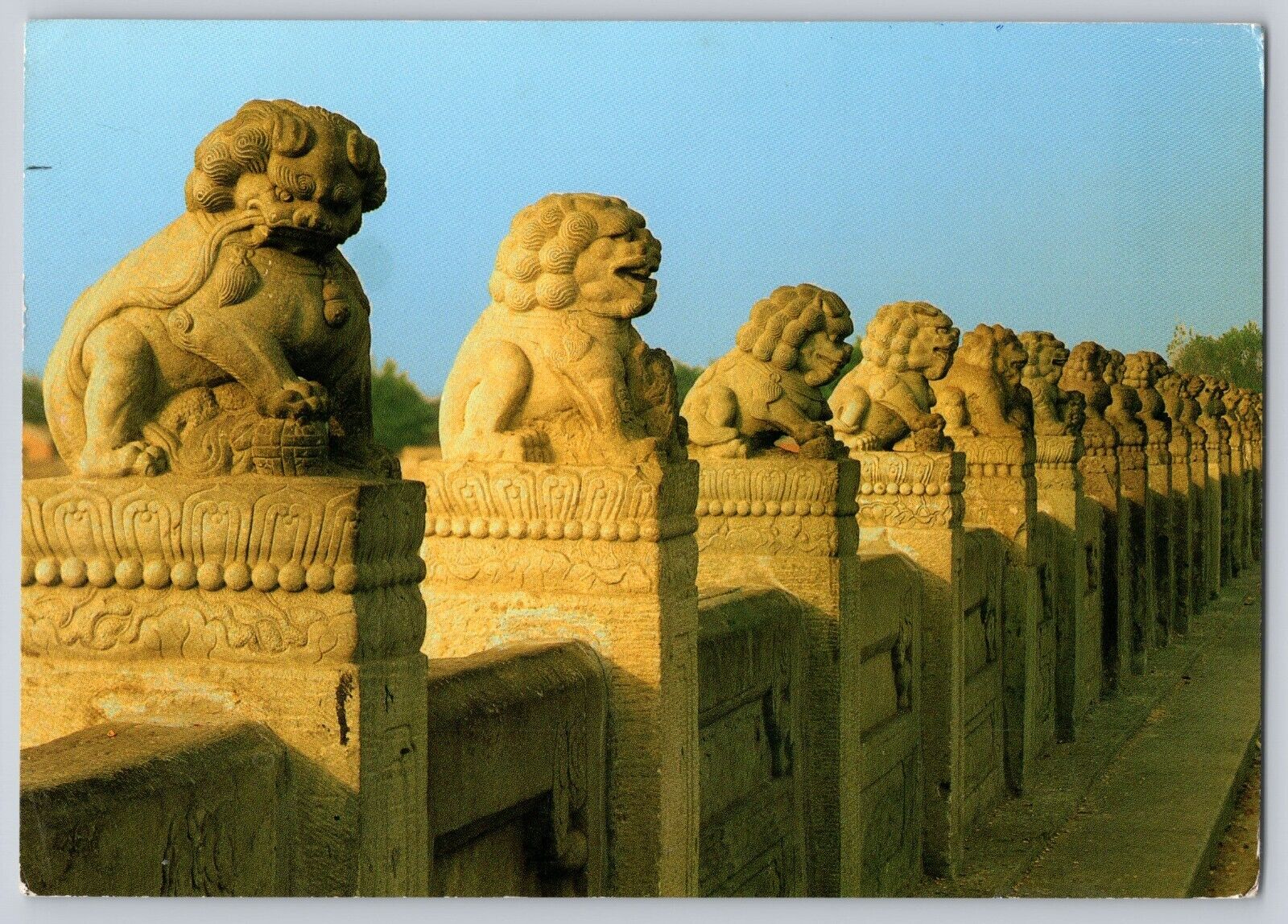 Postcard China Beijing Lugouqiao Marco Polo Bridge Carved Lions Posted