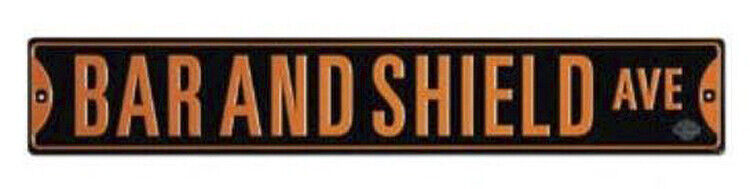 Harley-Davidson Black & Orange Embossed Bar & Shield Avenue Tin Sign 2012161
