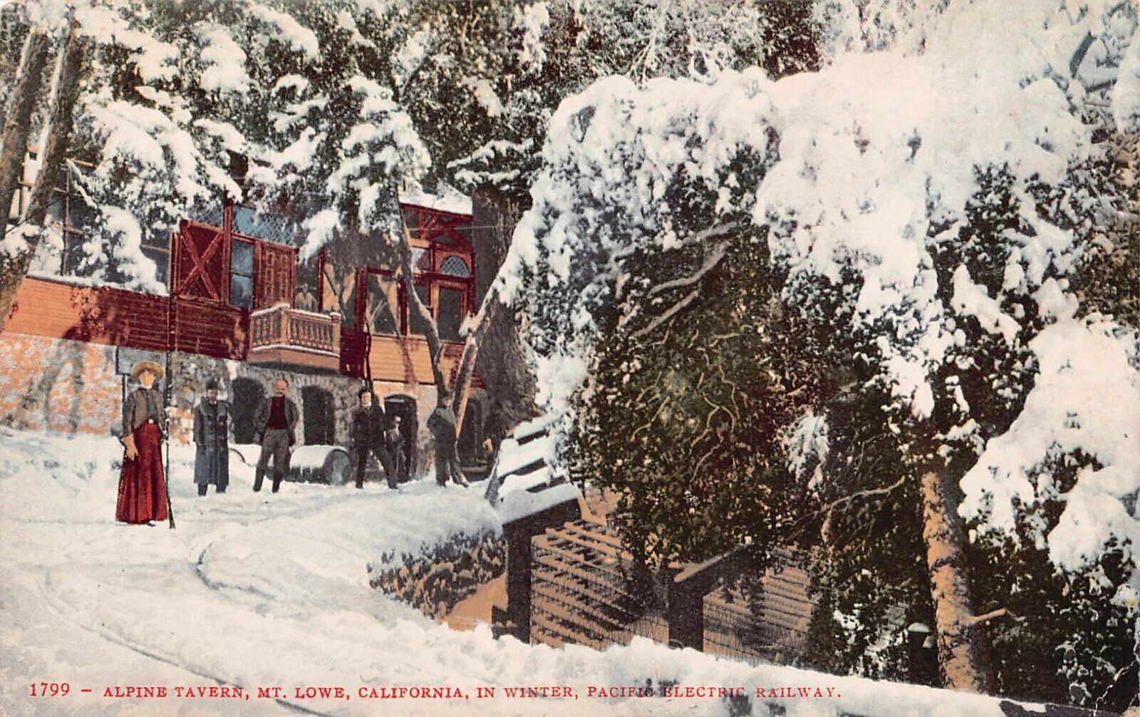 Mt Mount Lowe CA California Alpine Tavern Winter Snow Railway Vtg Postcard B32