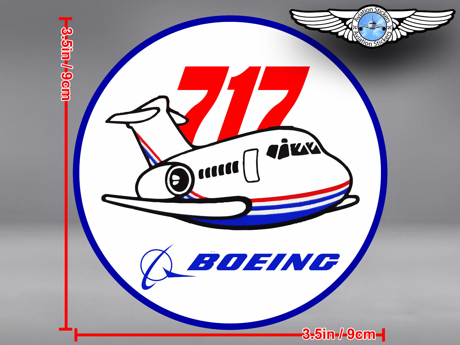 BOEING 717 B717 VINTAGE PUDGY STYLE ROUND DECAL / STICKER