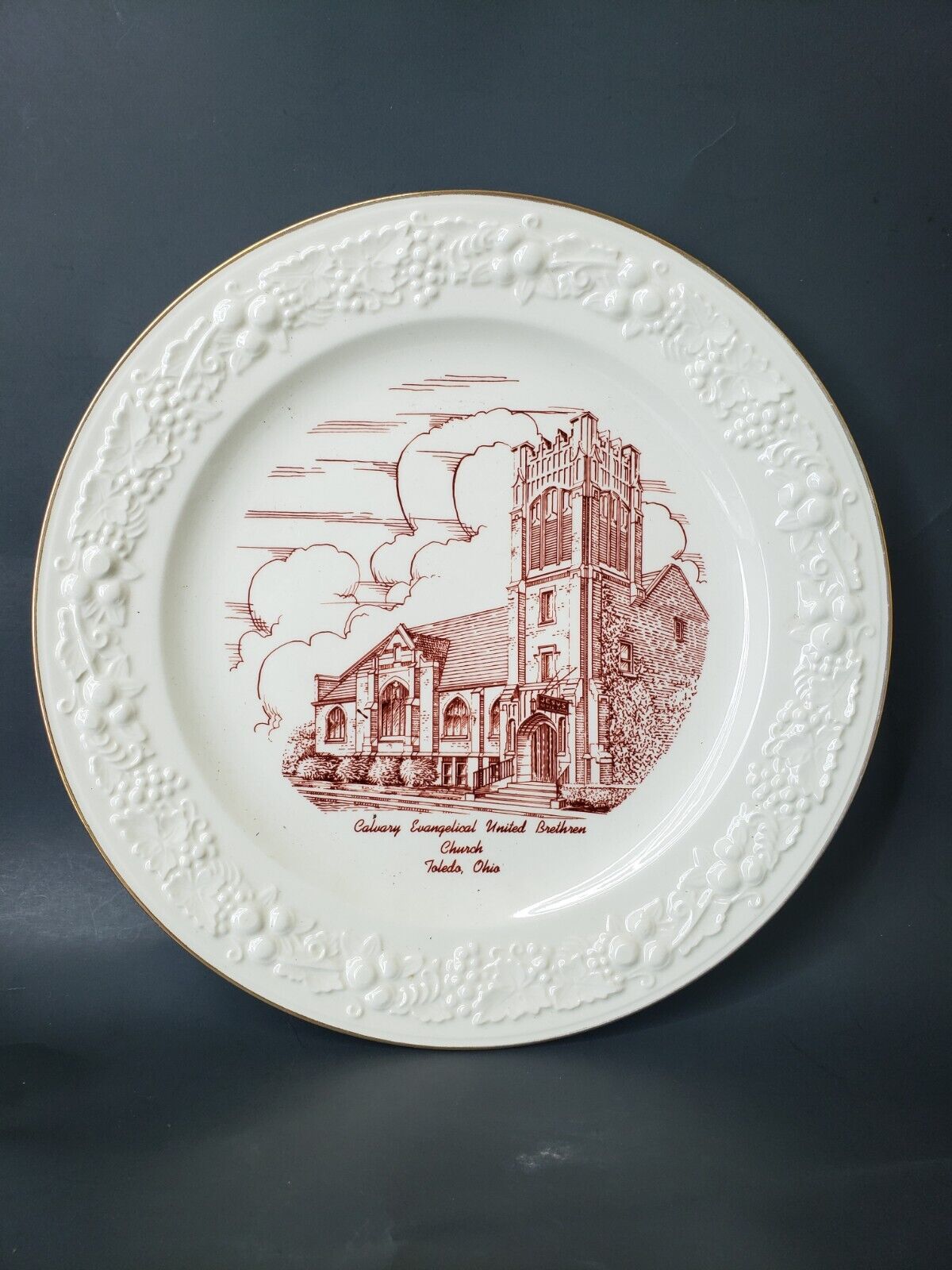 Vintage Church Plate - Calvary Evangelical United Brethren Church Toledo, Ohio.