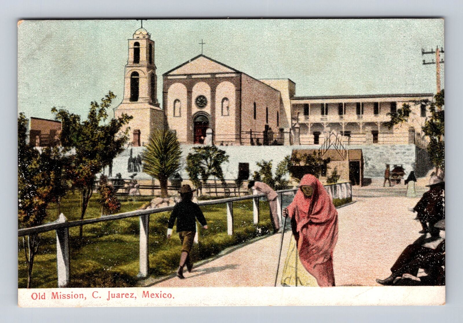 Juarez MX-Mexico, Old Mission, Vintage PC Card Travel Souvenir History Postcard