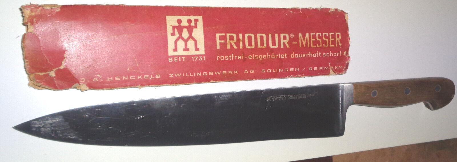 Vintage Solingen Cutlery Henckels Friodur Messer Zwilling Twin Works Chefs Knife