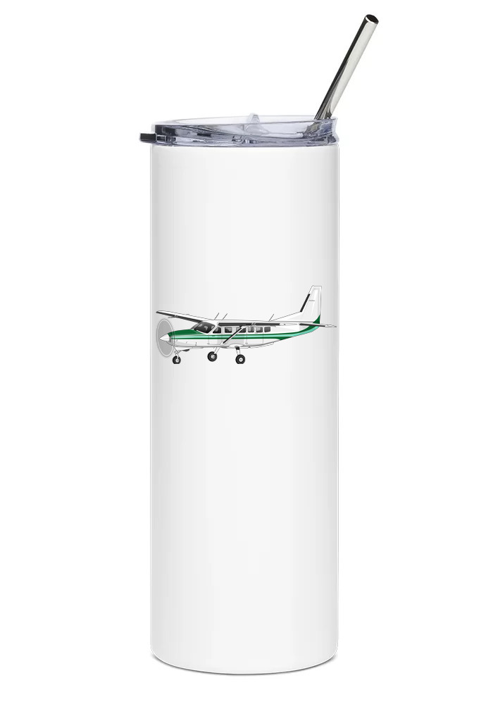 Cessna Caravan Stainless Steel Water Tumbler with straw - 20oz.