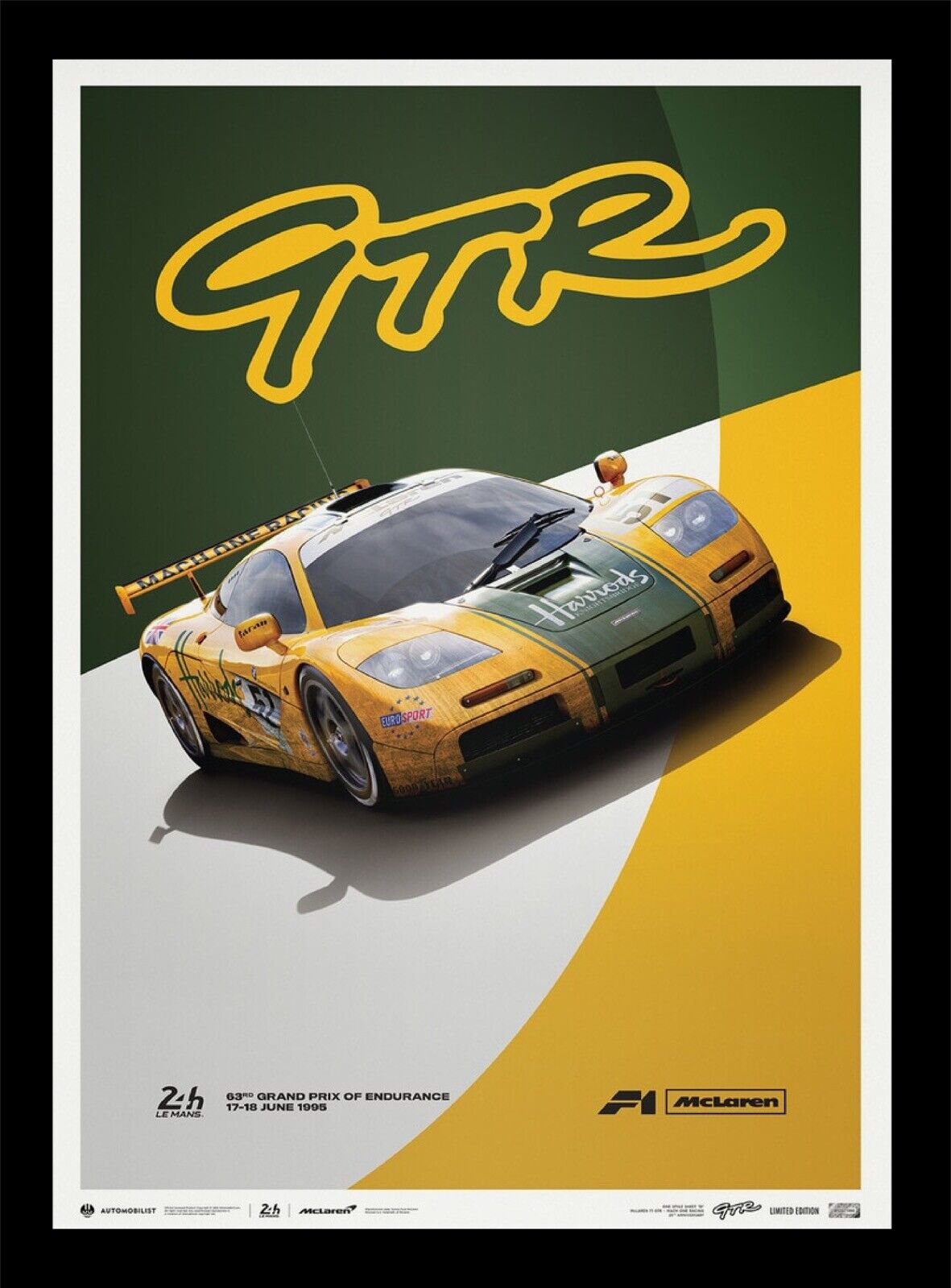 McLaren F1 GTR Mach One 1995 Le Mans 24 Hours Art Print Poster Ltd Ed