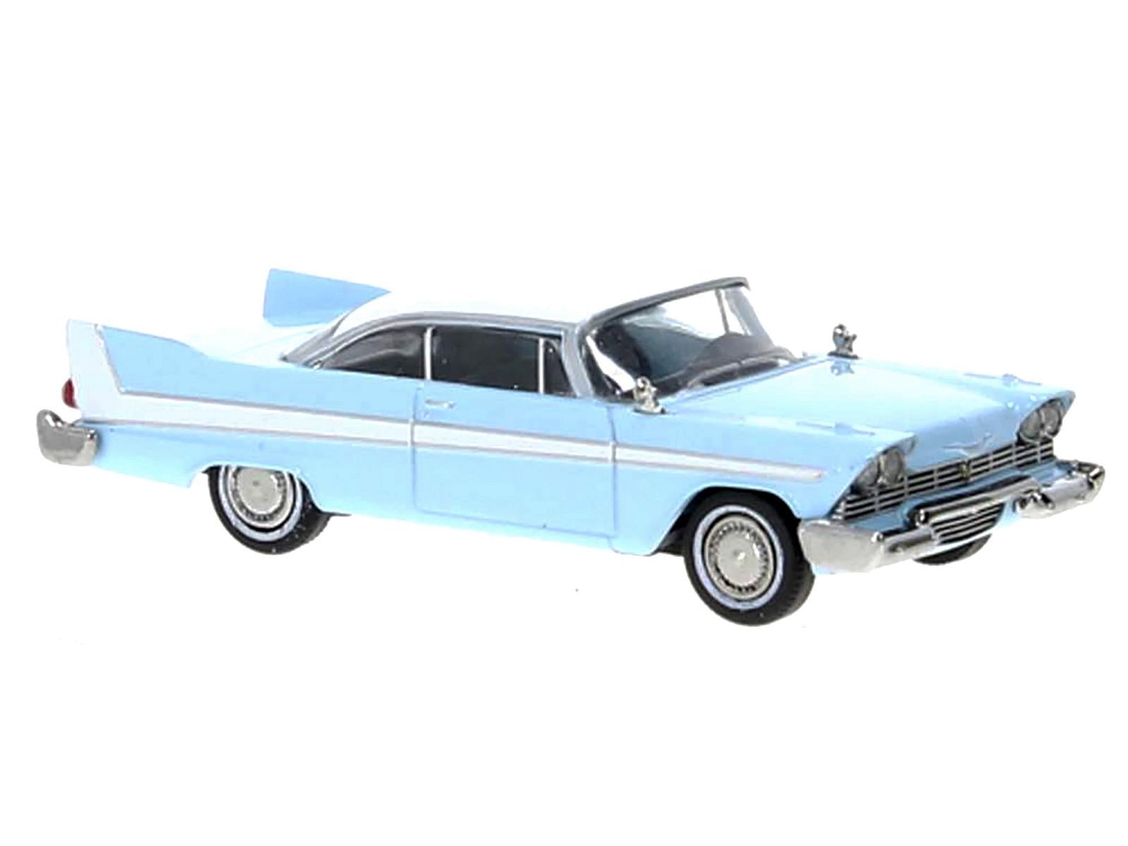 1958 Plymouth Fury Light Blue with White Top 1/87 (HO) Scale Model Car by Breki