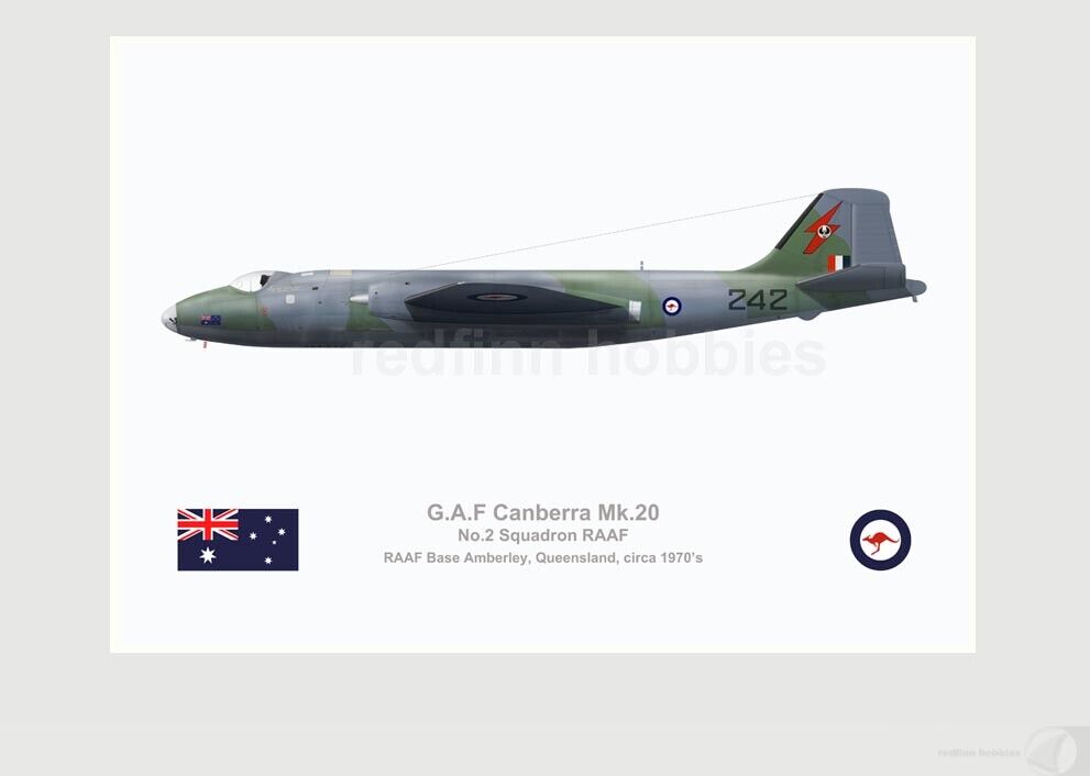 Warhead Illustrated Canberra Mk.20 2 Sqn RAAF 242 Aircraft Print