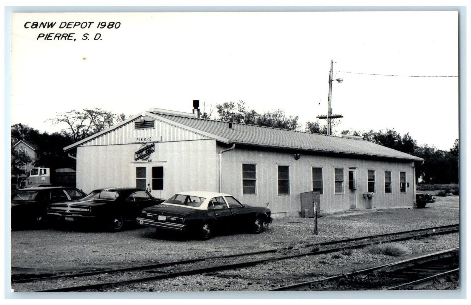 c1980 C&NW Pierre South Dakota Vintage Train Depot Station RPPC Photo Postcard