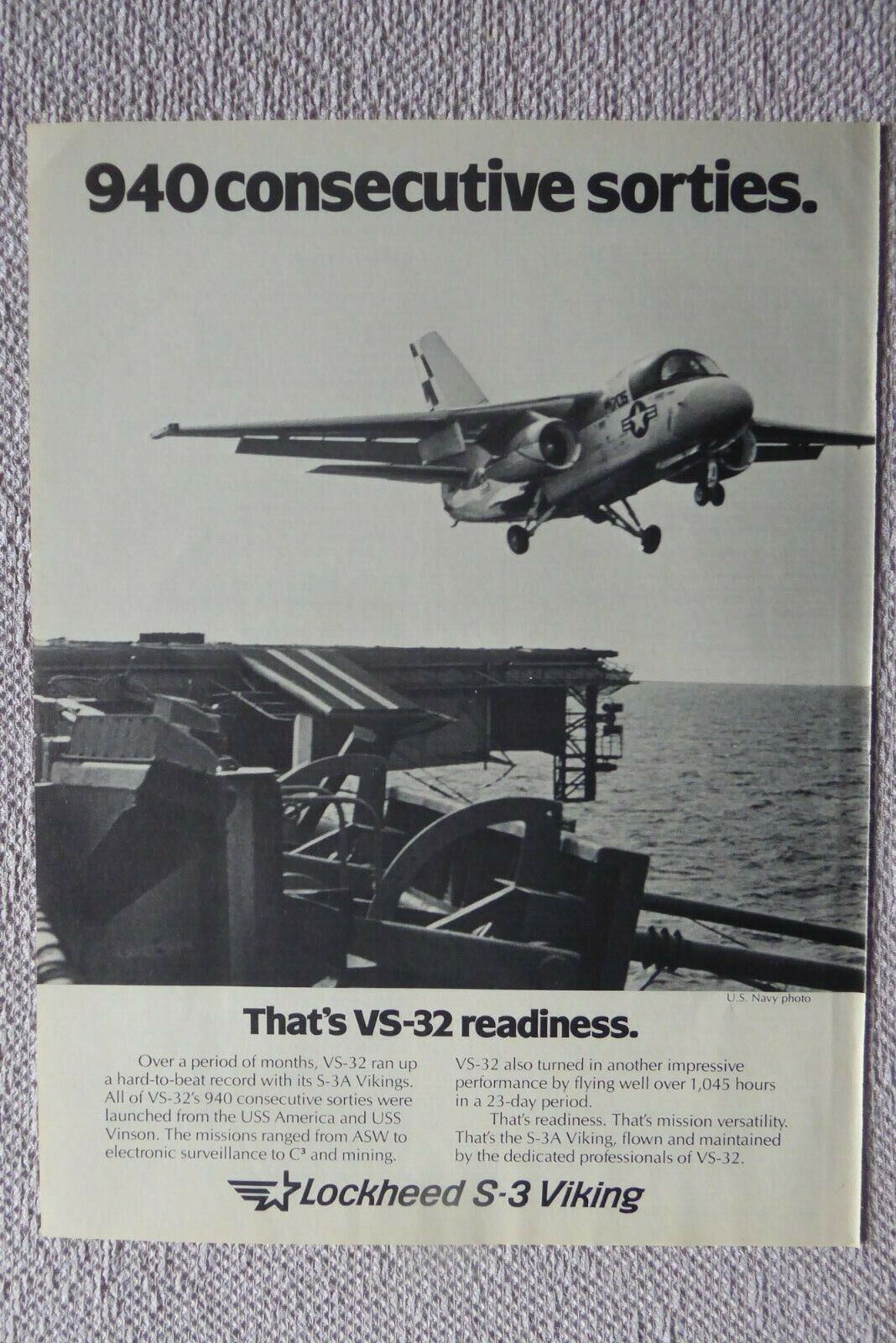 5/1983 PUB LOCKHEED S-3A VIKING VS-32 MAULERS USS AMERICA VINSON US NAVY AD