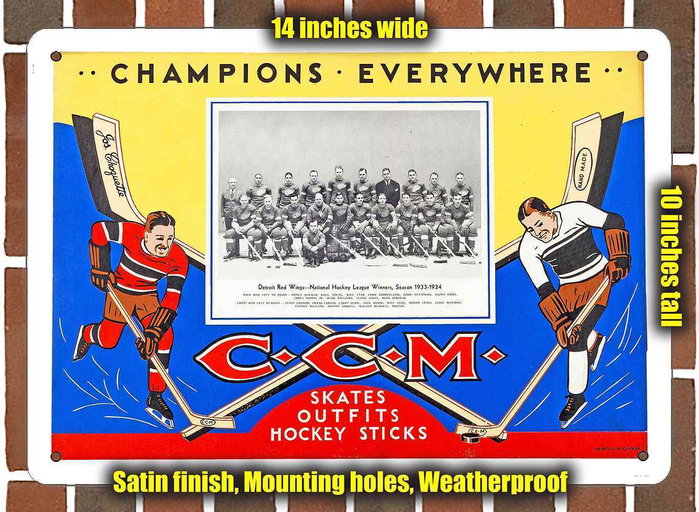 Metal Sign - 1933 CCM Hockey Skates- 10x14 inches