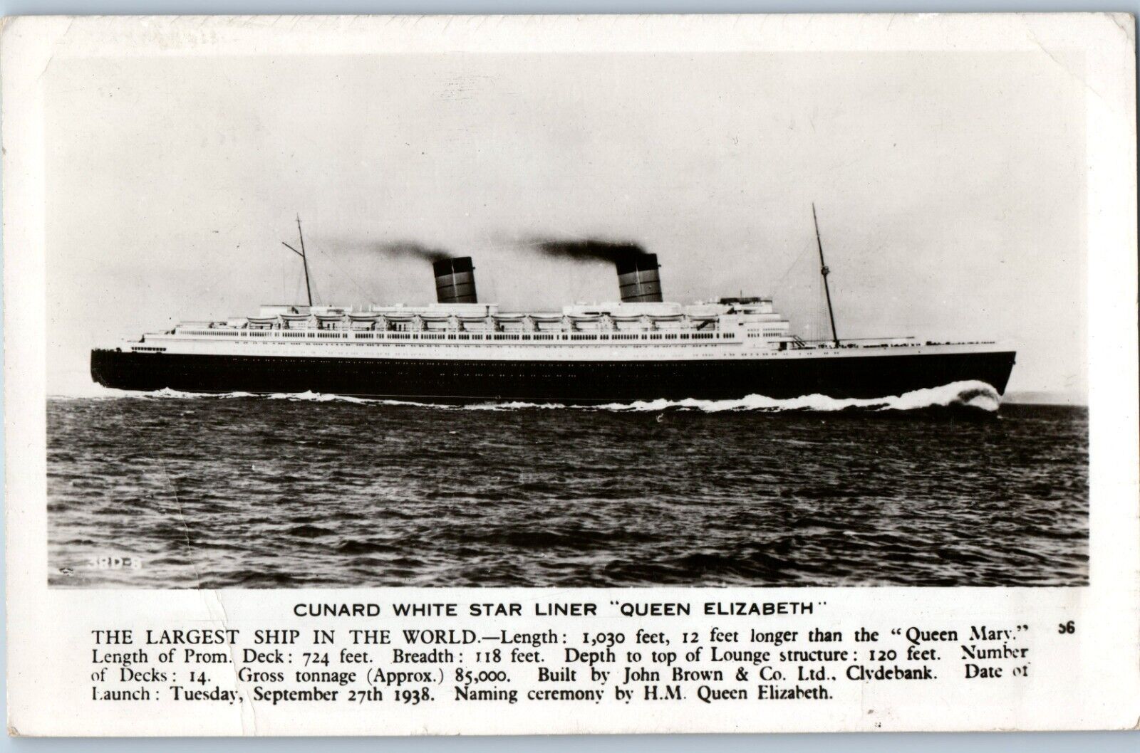 1949 Vintage Real Photo RPPC Postcard Cunard White Star Liner \
