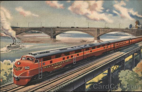 Steamer GM&O Streamliners Teich Linen Postcard Vintage Post Card