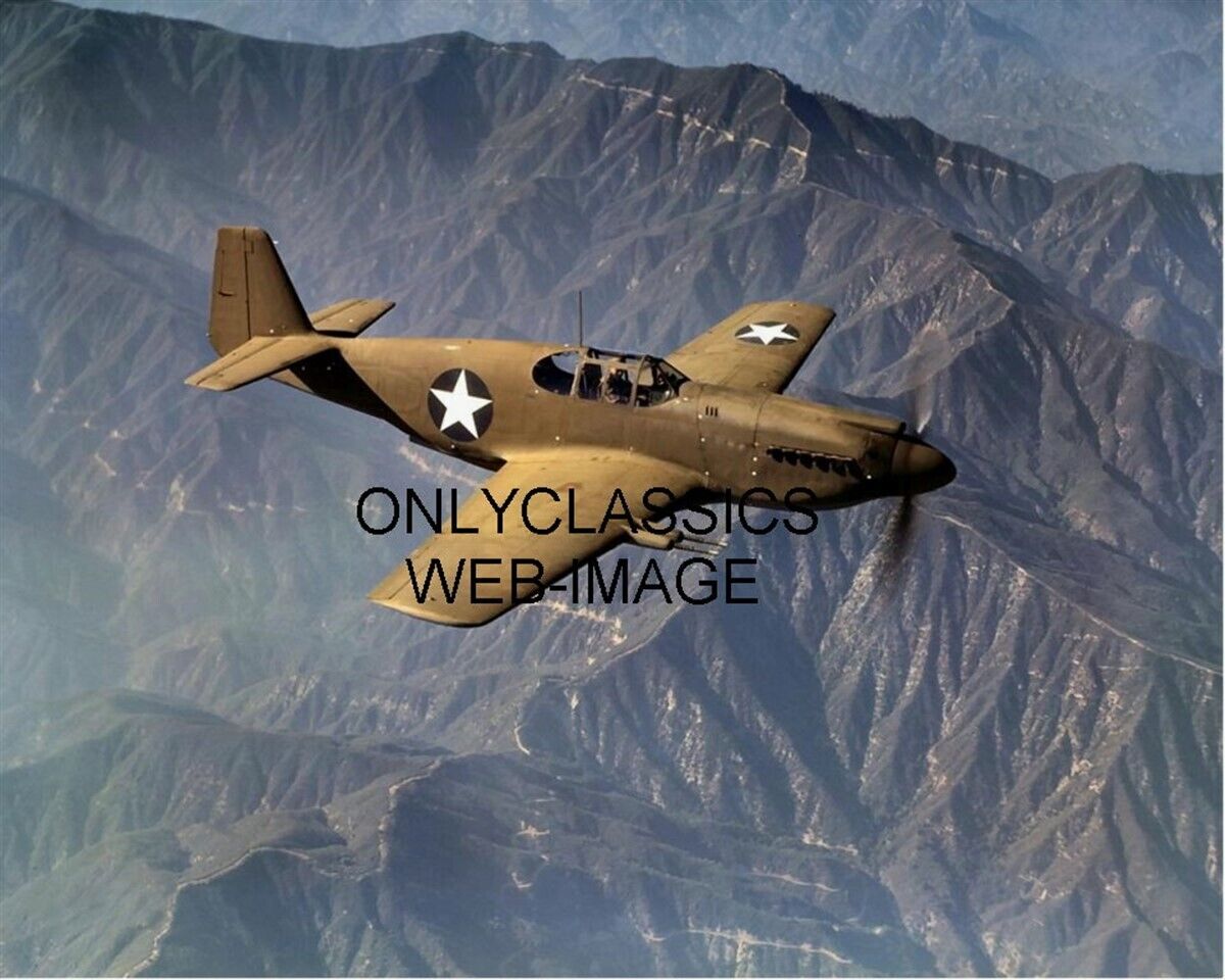 1942 P-51 MUSTANG AIRPLANE IN FLIGHT AVIATION PHOTO WWII WORLD WAR TWO FIGHTER