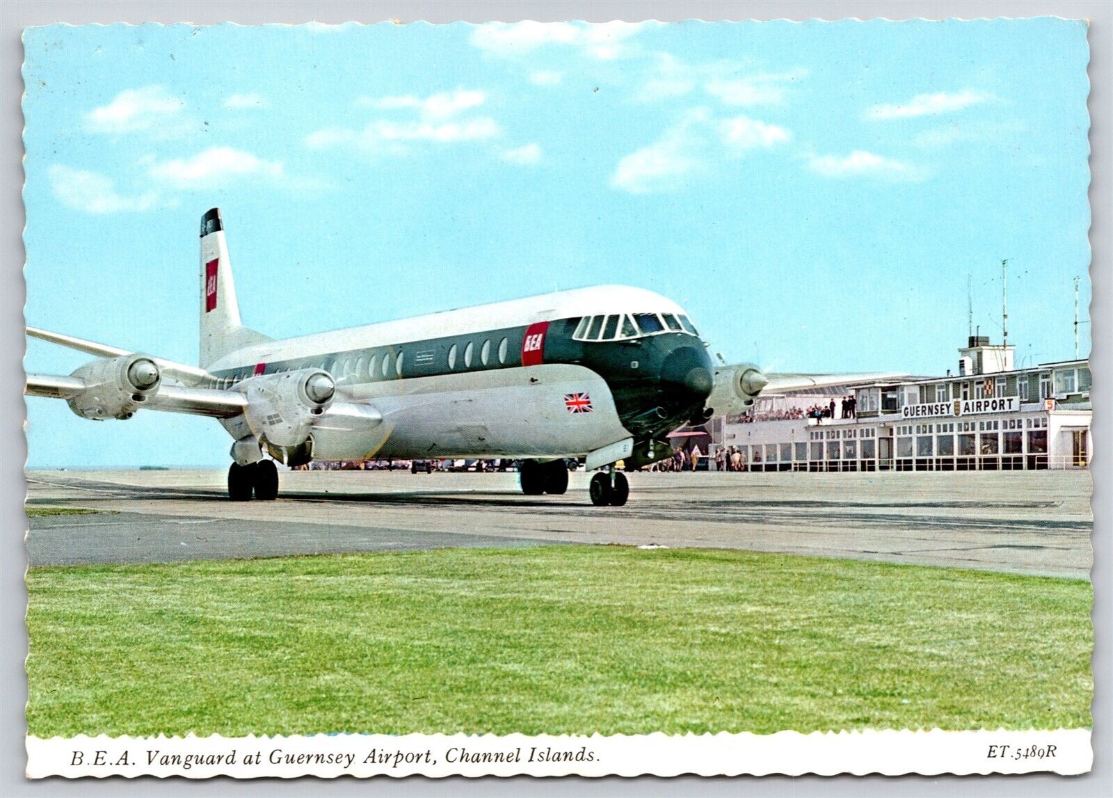 Airplane Postcard BEA Airlines Vanguard at Guernsey Airport Channel Islands CD1