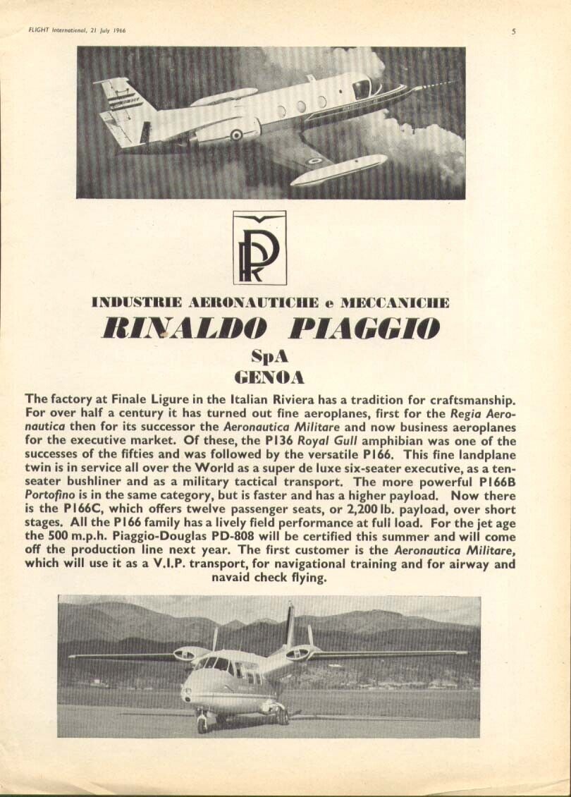 Piaggio-Douglas PD-808 Piaggio P166 Portofino ad 1966