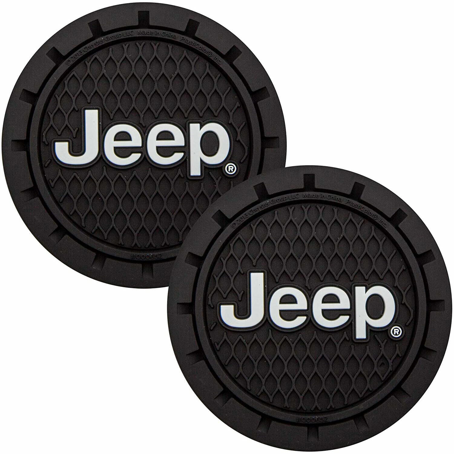 Plasticolor Jeep Car Coaster, 2x Cupholder Coasters with the Jeep Logo