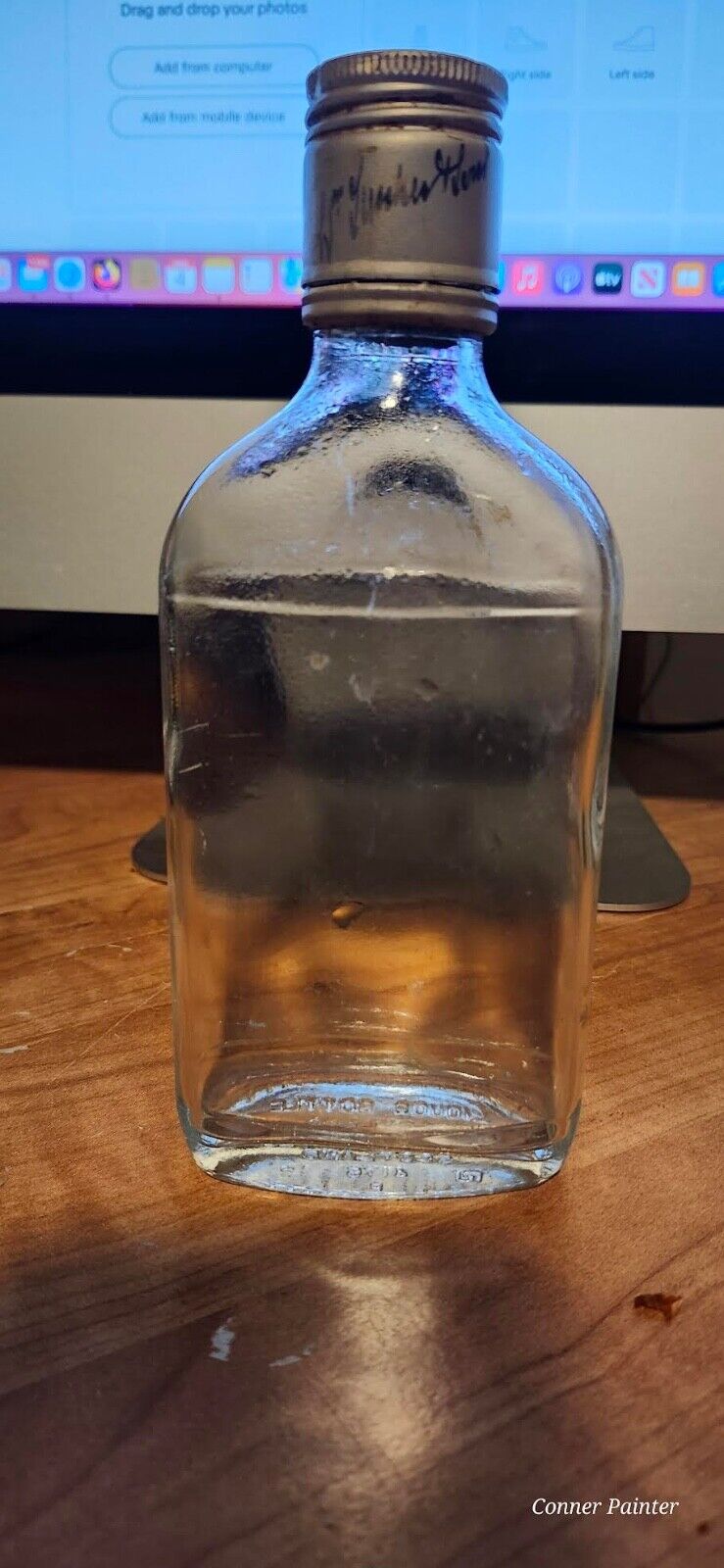antique teachers scotch whiskey glass bottle with original cap
