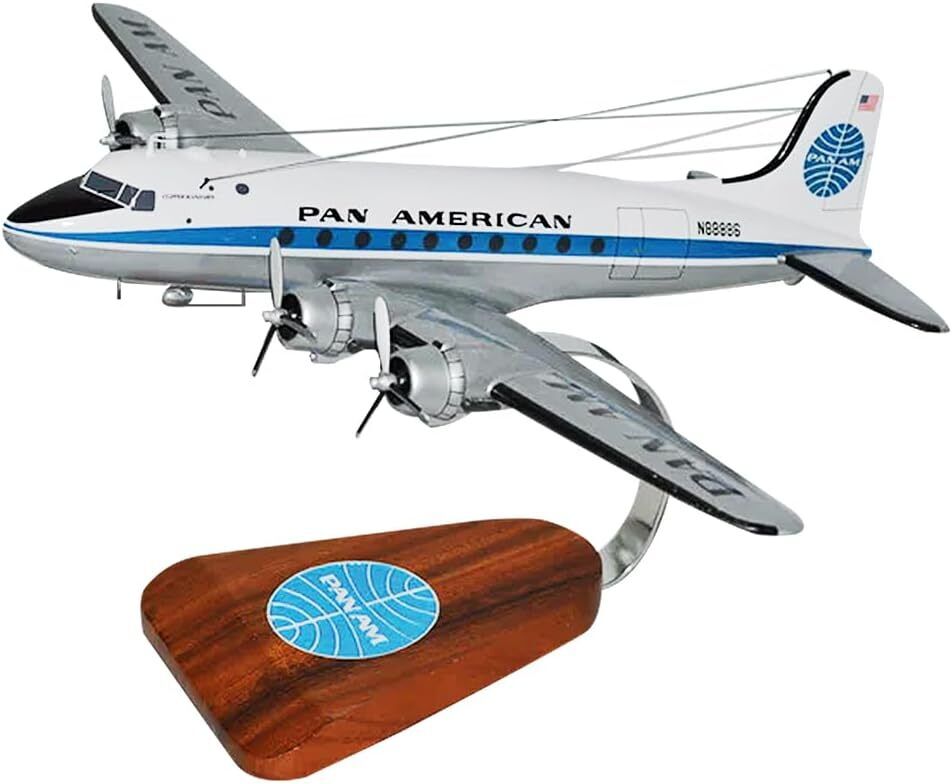 Pan Am American Douglas DC-4 N88886 Desk Top Display Wood Model 1/72 SC Airplane