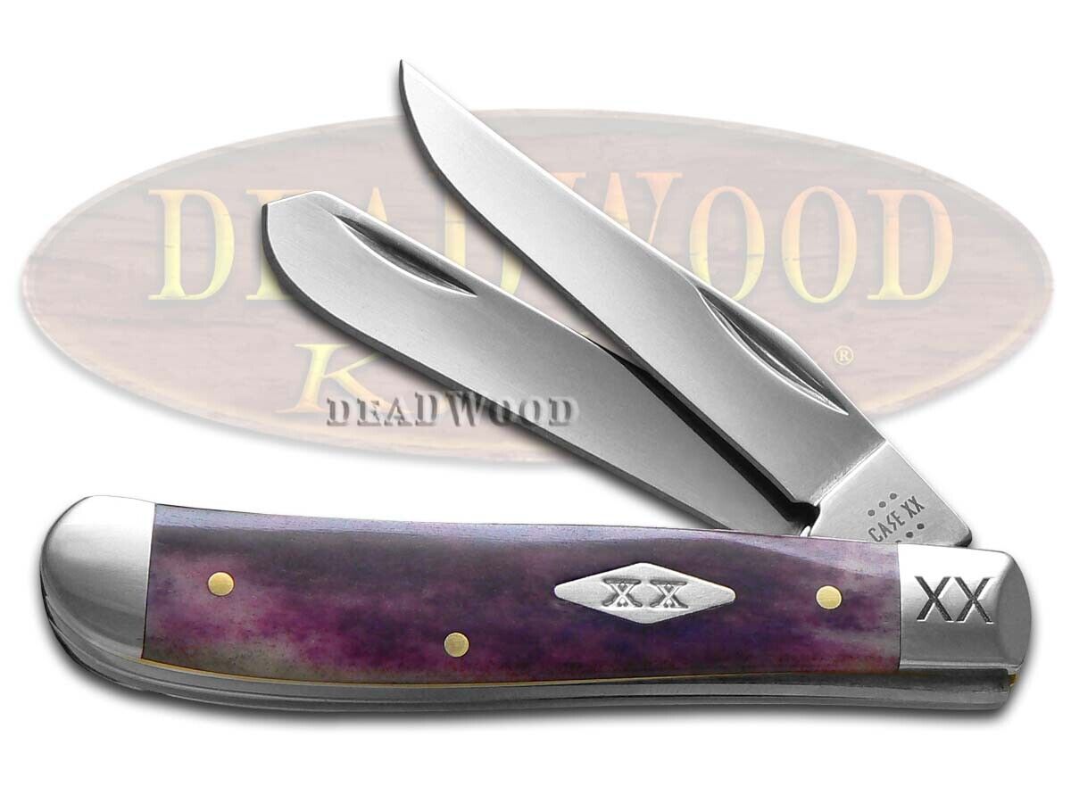 Case XX Knives Mini Trapper Purple Bone Stainless Steel 1/500 Pocket Knife