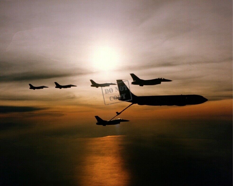 USAF Five F-16 Fighting Falcon aircraft KC-135 Stratotanker aircraft  8X12 PHOTO