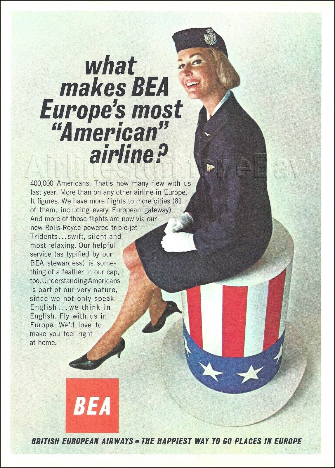 1966 BEA British European Airways STEWARDESS ad advert airlines