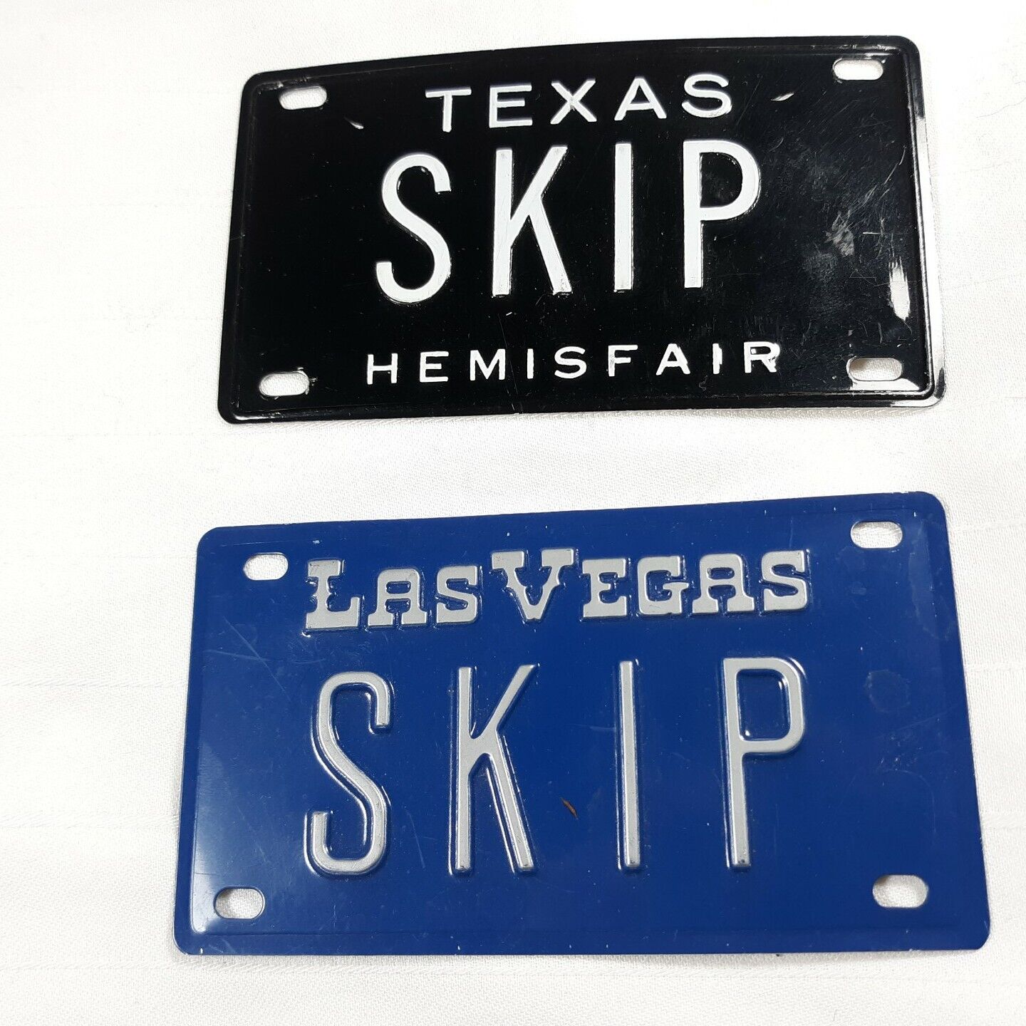 \'Skip\' Name Las Vegas Hemisfair Texas Bike Mini Metal License Plates 4\