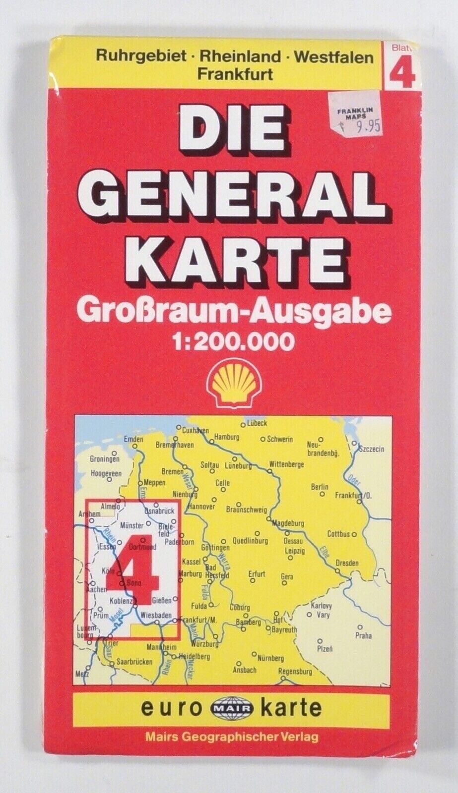 1995 WESTERN GERMANY Grossbaum-Ausgabe 1:200000 scale MAIR EUROKARTE in slipcase