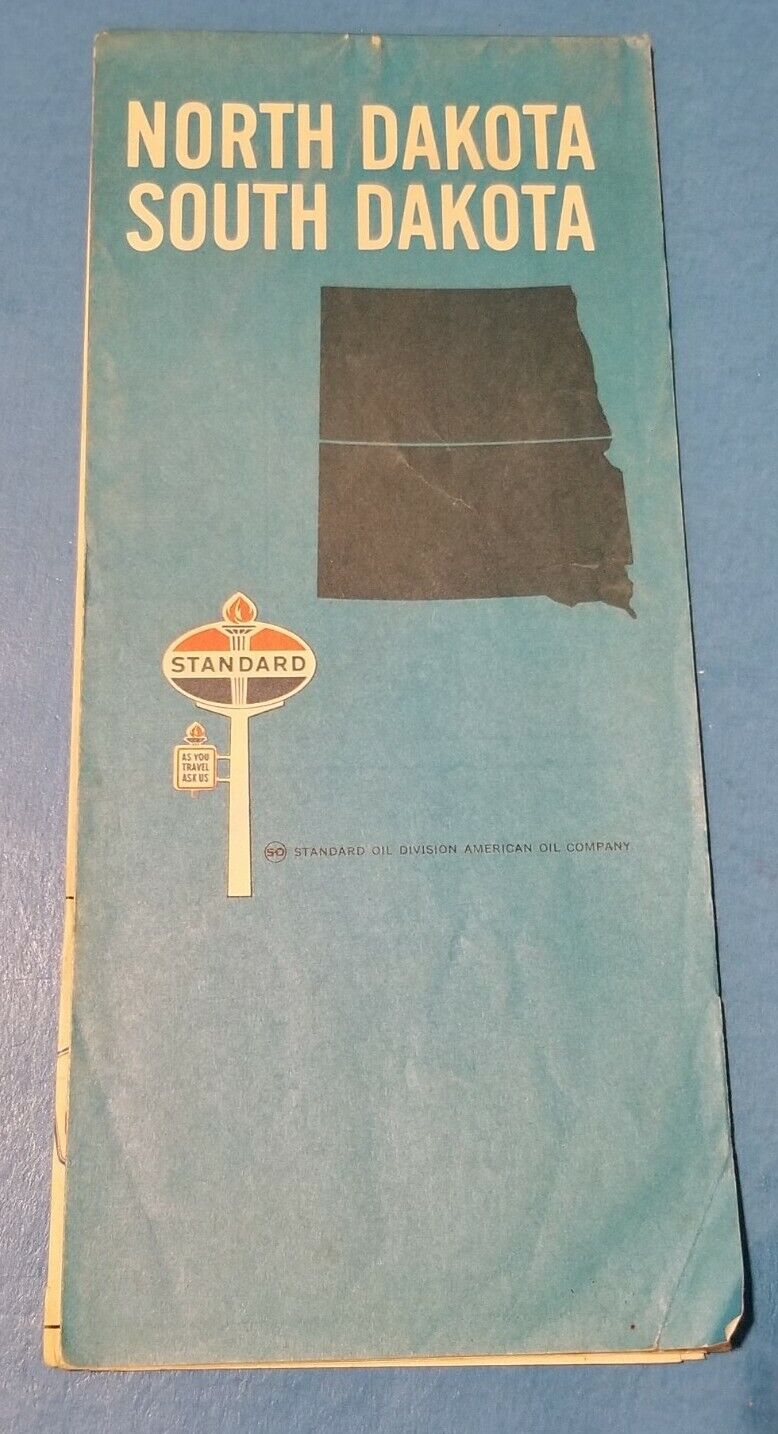 1968 NORTH DAKOTA SOUTH DAKOTA Road Map Standard Oil 