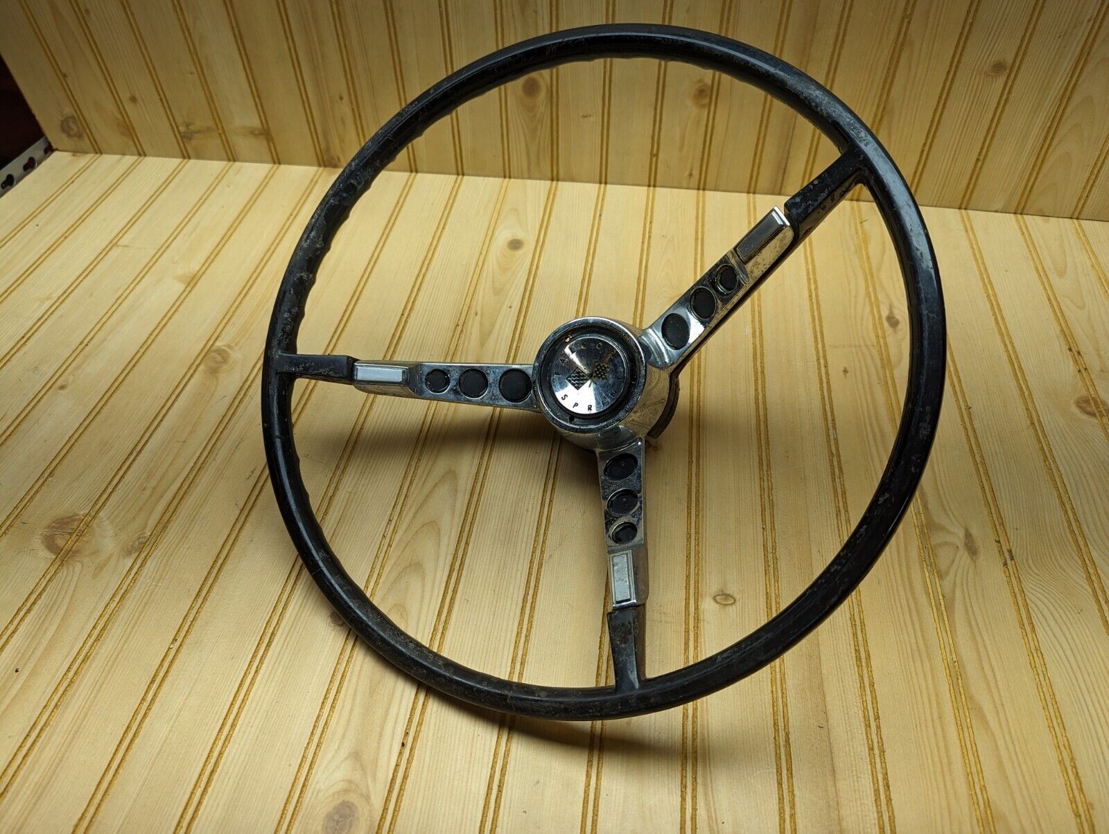 1964 1965 Ford Falcon Sprint Original Steering Wheel with 3-Spoke Horn Ring