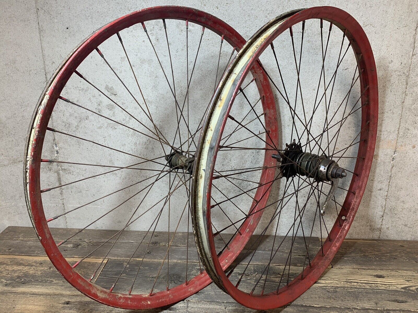 Elgin muscleman air cooled hubs wheel set 26” pre war vintage bike