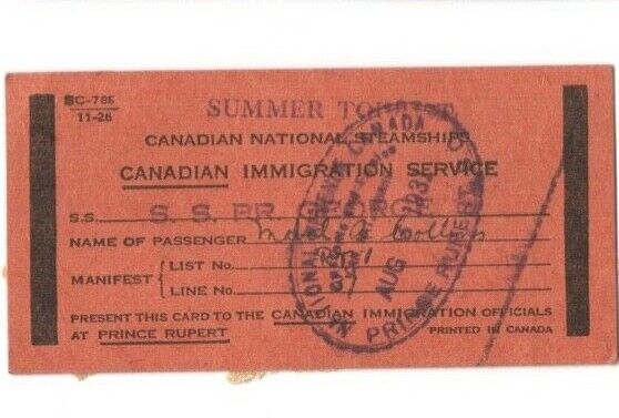  5 MISC 1930S TRAIN RE PULLMAN CO IMMIGRATION CARD CANADA STEAMSHIP NORTH DAKOTA