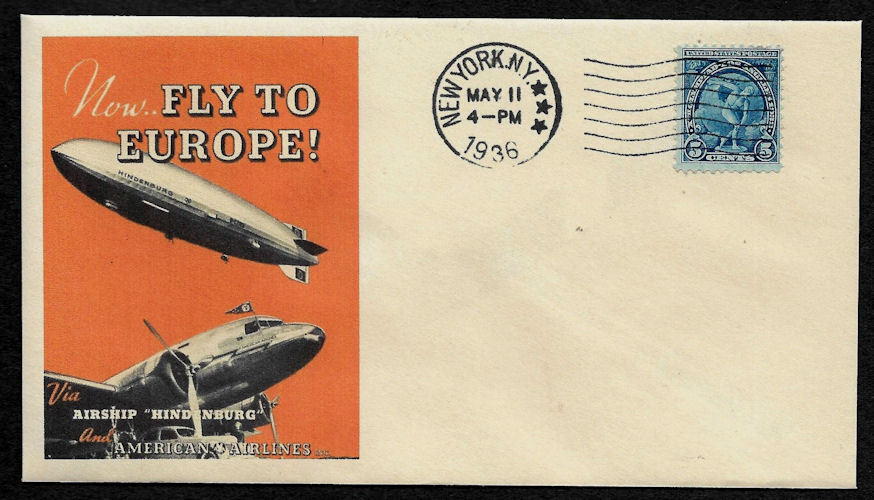 Hindenburg / American Airlines collector envelope w 80 year old stamp OP1348