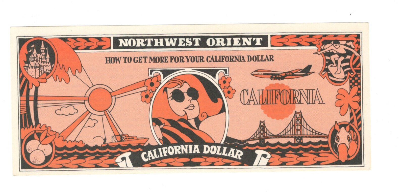 Northwest Airlines Vintage 1976 California Dollar Unused