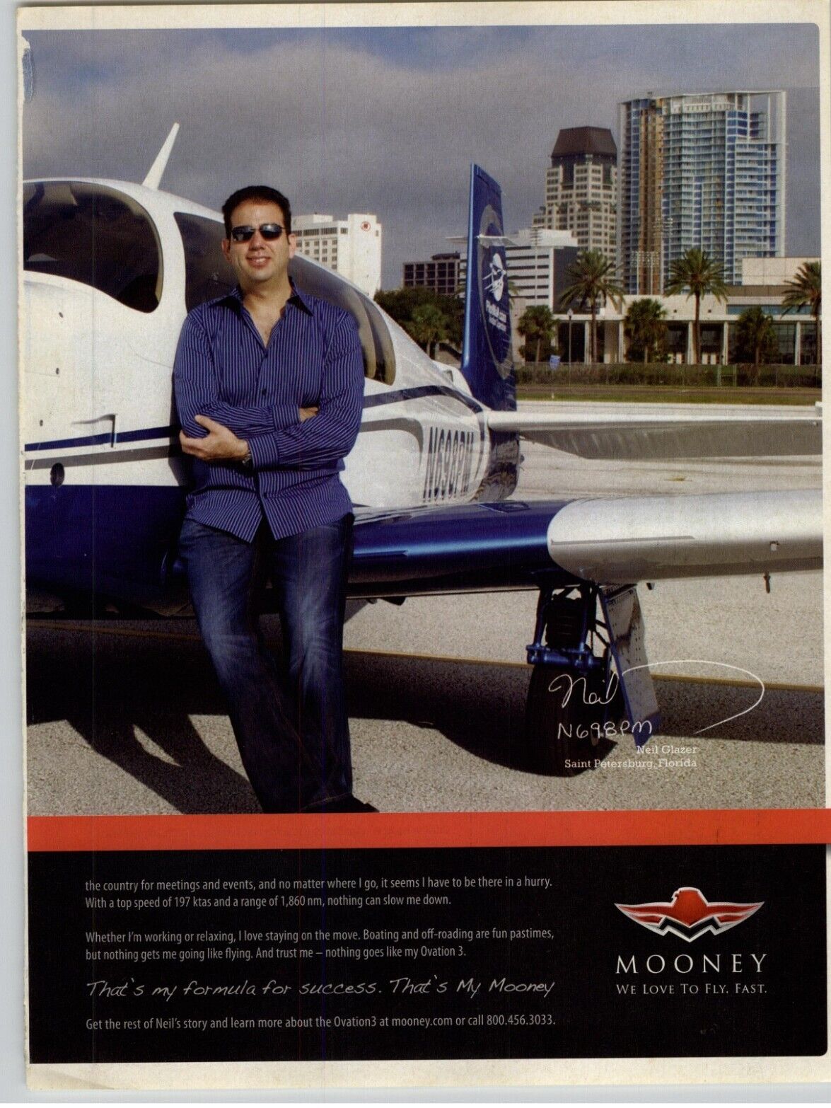 2005 Mooney Ovation 3 Airplane Aircraft Neil Glazer Magazine Print Ad Poster