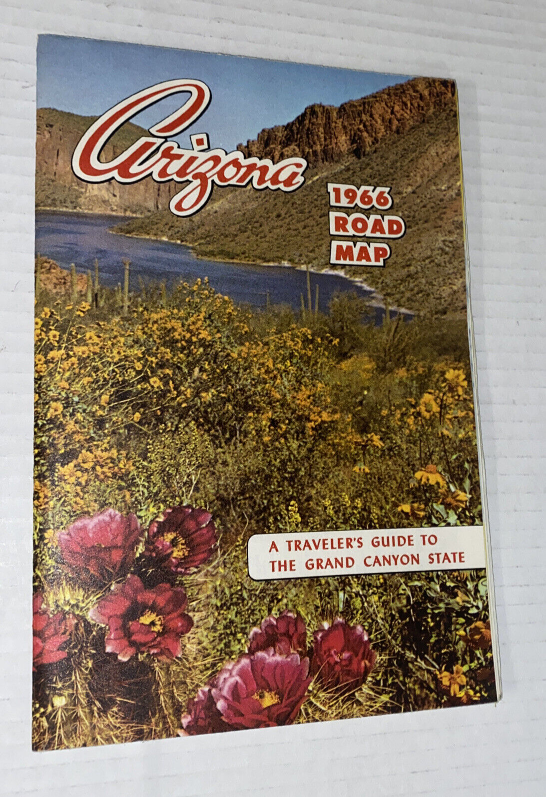 Vintage 1960s Arizona Road Map Van Campen Art 1966 Highway Comm Junk Journal