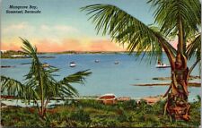 Somerset Bermuda Mangrove Bay Boats Linen Vintage Postcard picture