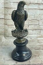 Vintage European Made bronze copper Round seat Standing Eagle hawk Statue Sale picture
