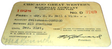 1928 CHICAGO GREAT WESTERN RAILWAY CGW EMPLOYEE PASS #3769 picture