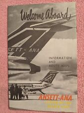 1960's Welcome Aboard ANSETT-ANA  Airlines Booklet  + Air France Stickers picture