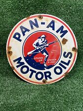 VINTAGE 1931 PAN-AM PORCELAIN SIGN MILITARY WAR PANAMA 12 GAS MOTOR OIL SERVICE picture