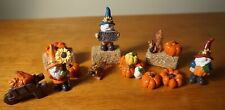Fall Gnome Wheelbarrow Pumpkins 15 Halloween Village House Accessories Decor NEW picture