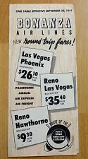 Bonanza Air Lines 1951 Complete Time Table Las Vegas Tri-fold picture