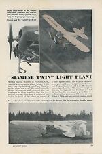 1952 Siamese Twin Airplane 2 Piper Cubs Joined Together 2 Engine Portland Oregon picture