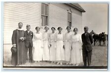 c1910's Girls White Dress Christian Confirmation Religious RPPC Photo Postcard picture