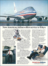1987 AMERICAN Airlines BOEING 747SP LuxuryLiner ad airways advert DALLAS - TOKYO picture