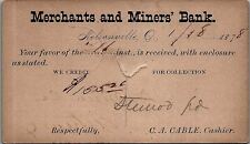1878 NELSONVILLE OHIO MERCHANTS & MINERS BANK STATEMENT CARD POSTCARD 36-207 picture