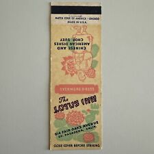 Vintage 1950s The Lotus Inn Chinese Restaurant Pasadena CA Matchbook Cover picture