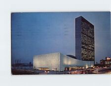 Postcard Evening View United Nations Headquarters NYC New York USA North America picture