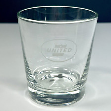 Vintage United Airlines On The Rocks Clear Glass Canted Logo 1961-1974 Barware picture